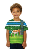 Kids Misty Horses Grazing