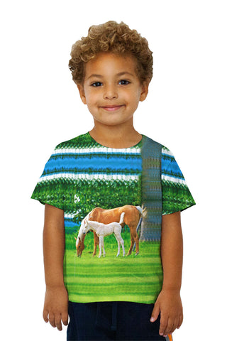 Kids Misty Horses Grazing