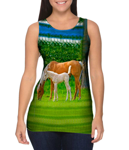 Misty Horses Grazing&nbsp;Womens Tank Top