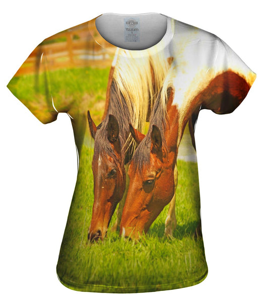 Grass Loves Company Horse Womens Top
