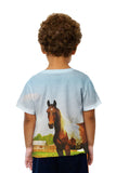 Kids Mountainous Brown White Horse