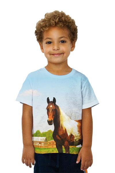 Kids Mountainous Brown White Horse&nbsp;Kids T-Shirt
