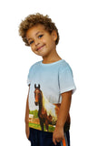 Kids Mountainous Brown White Horse