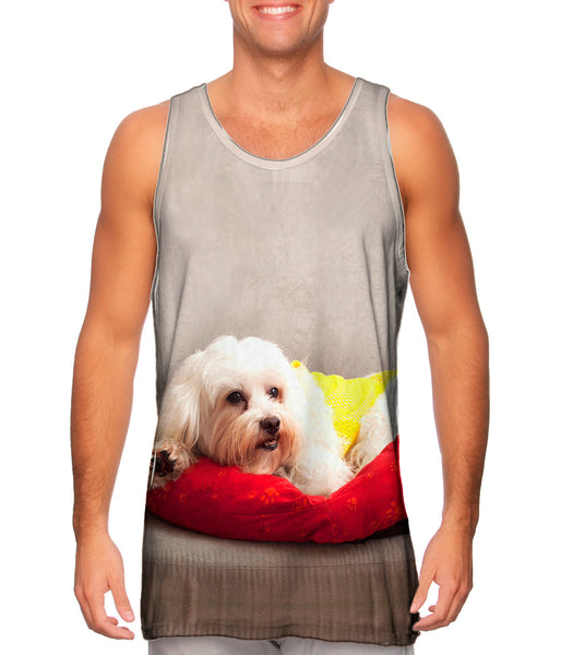 Maltese On Doggy Bed&nbsp;Mens Tank Top
