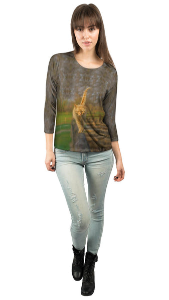 Glistening Tree Cat Womens 3/4 Sleeve