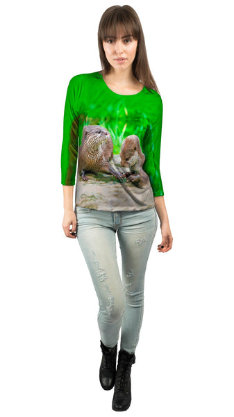 Manicure Asiatic Otters&nbsp;Womens 3/4 Sleeve
