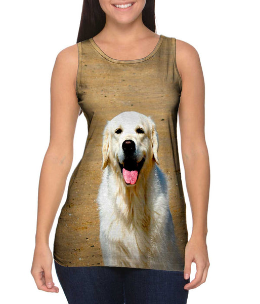 Happy Retriever On Beach&nbsp;Womens Tank Top