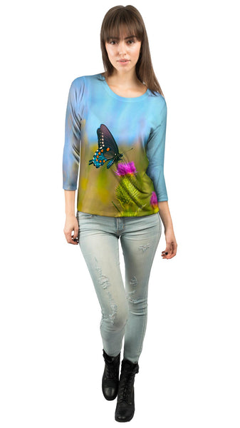 Wispy Black Butterfly&nbsp;Womens 3/4 Sleeve