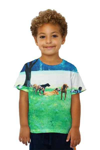 Kids Doggy Union Meeting At Park Kids T-Shirt