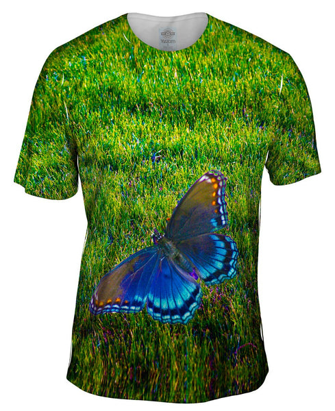 Flighted Dark Blue Butterfly Mens T-Shirt