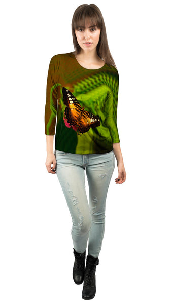 Colorful Dark Orange Butterfly&nbsp;Womens 3/4 Sleeve