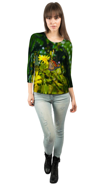 Monarch Daisy Butterfly&nbsp;Womens 3/4 Sleeve