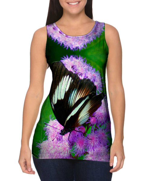 Elegant Brown And White Butterfly&nbsp;Womens Tank Top