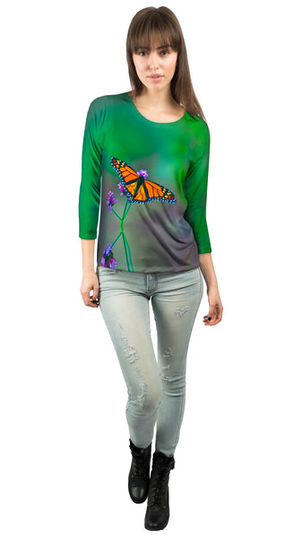 Pretty Monarch Butterfly Womens 3/4 Sleeve