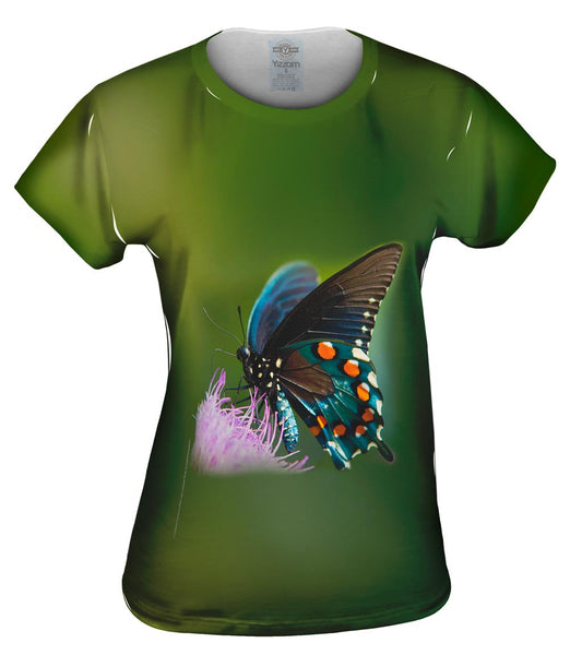 Green Spotted Butterfly Womens Top