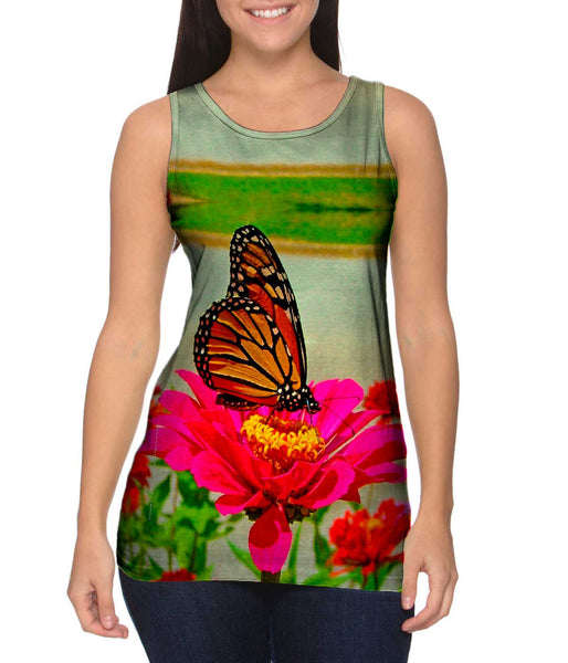 Pink Flower Butterfly&nbsp;Womens Tank Top