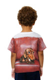 Kids Dachshund Red Leather Couch