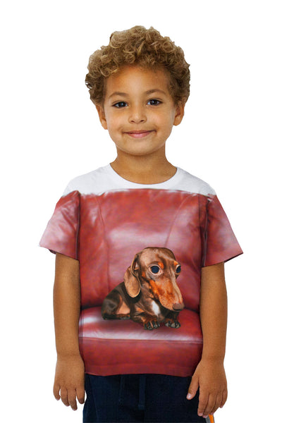 Kids Dachshund Red Leather Couch&nbsp;Kids T-Shirt