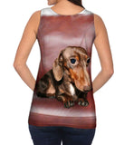 Dachshund Red Leather Couch