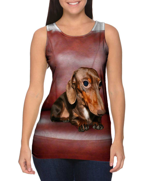 Dachshund Red Leather Couch&nbsp;Womens Tank Top