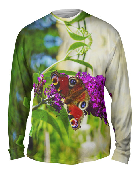 Elegant Pink Flower Butterfly&nbsp;Mens Long Sleeve
