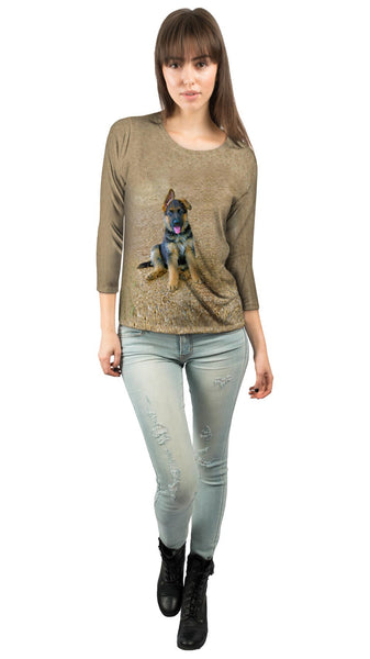German Shepherd Puppy&nbsp;Womens 3/4 Sleeve