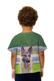 Kids Sitting Proud German Sheperd