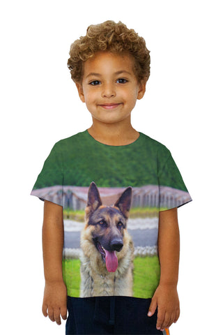 Kids Sitting Proud German Sheperd