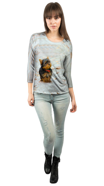 Curious Yorkie Puppy Womens 3/4 Sleeve