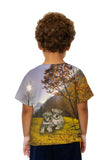 Kids Autumn Leaves Grey Schnauzer Puppies