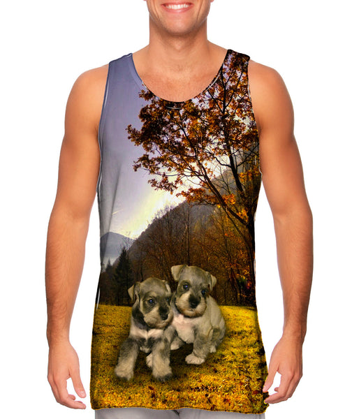 Autumn Leaves Grey Schnauzer Puppies&nbsp;Mens Tank Top