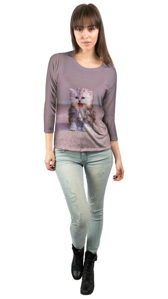 Tongue Kitten&nbsp;Womens 3/4 Sleeve