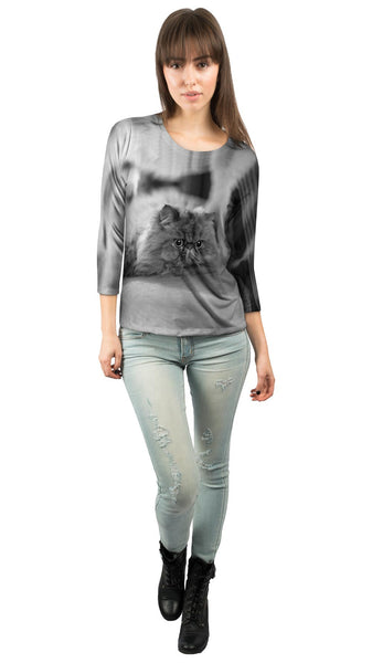 Transfixed Kitty Cat Womens 3/4 Sleeve