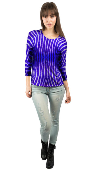 Blue Zebra Stripes&nbsp;Womens 3/4 Sleeve