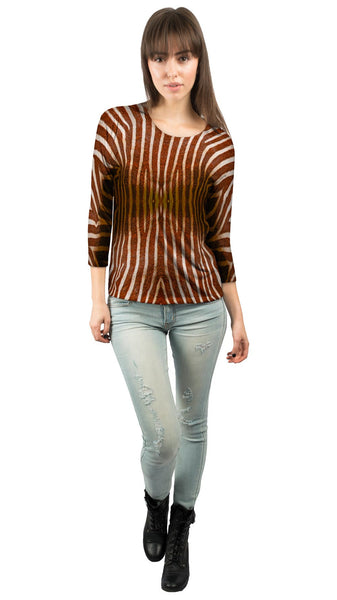 Brown Zebra Stripes&nbsp;Womens 3/4 Sleeve