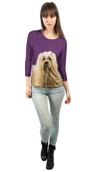 Long Haired Maltese Beauty Womens 3/4 Sleeve