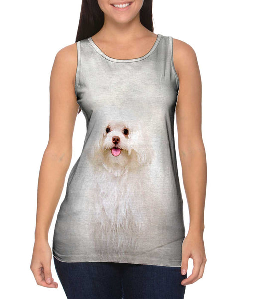 White Wash Maltese&nbsp;Womens Tank Top