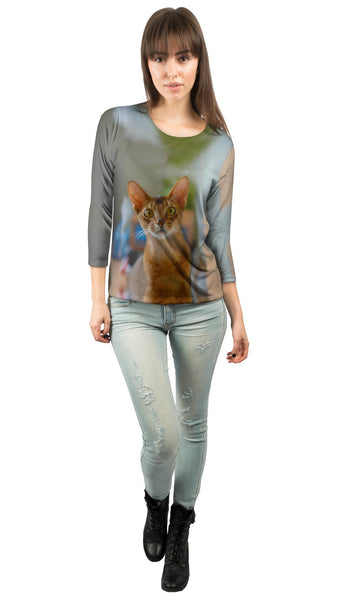 Big Eyed Brow Cat&nbsp;Womens 3/4 Sleeve