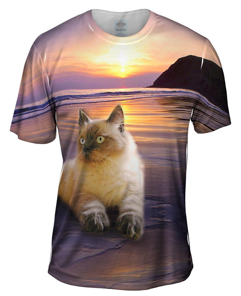 Beach Beauty Kitty Cat Mens T-Shirt