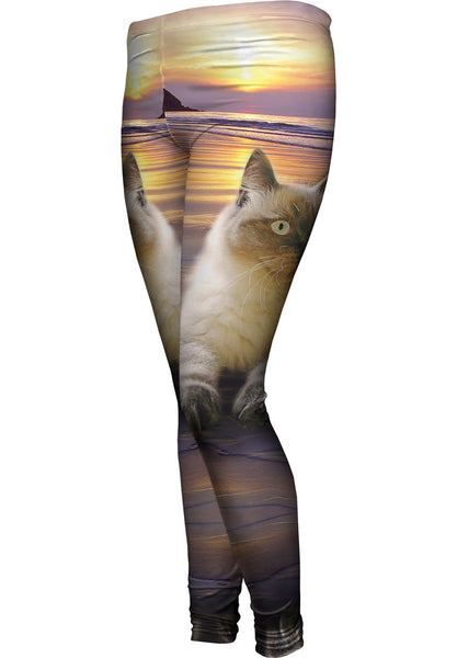 Beach Beauty Kitty Cat Womens Leggings