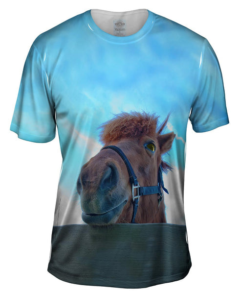 Horse Fence Peeker Mens T-Shirt