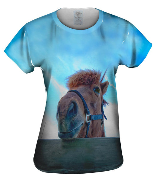 Horse Fence Peeker Womens Top