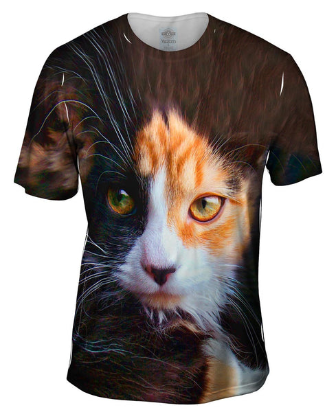 Furry Kitty Cat Face Mens T-Shirt