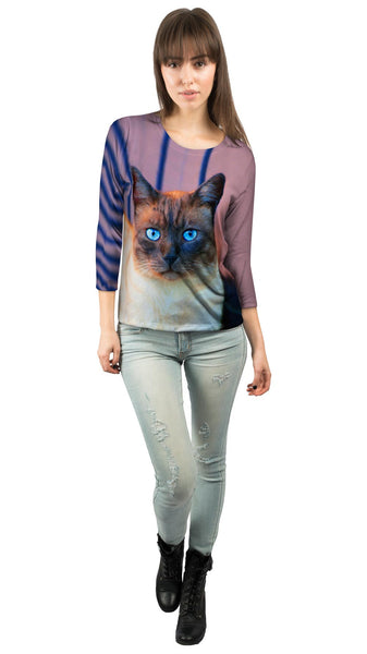 Sapphire Eyes Cat&nbsp;Womens 3/4 Sleeve