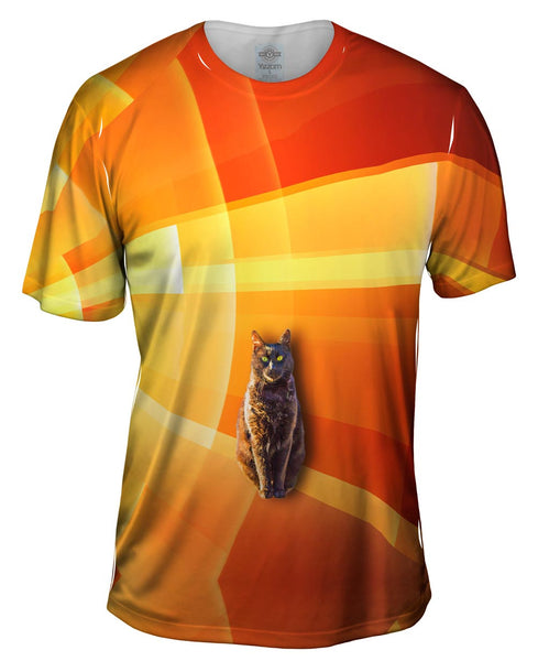 Cat Orange Background Mens T-Shirt