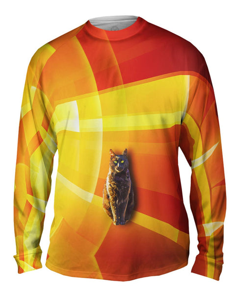 Cat Orange Background&nbsp;Mens Long Sleeve