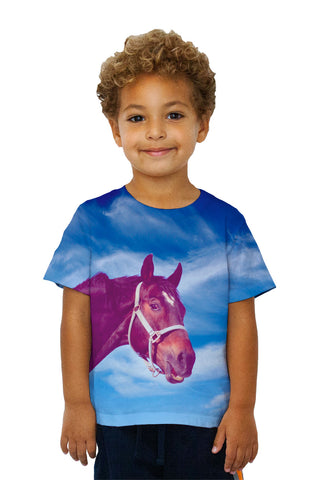 Kids Lonesome Horse Cloudy Day