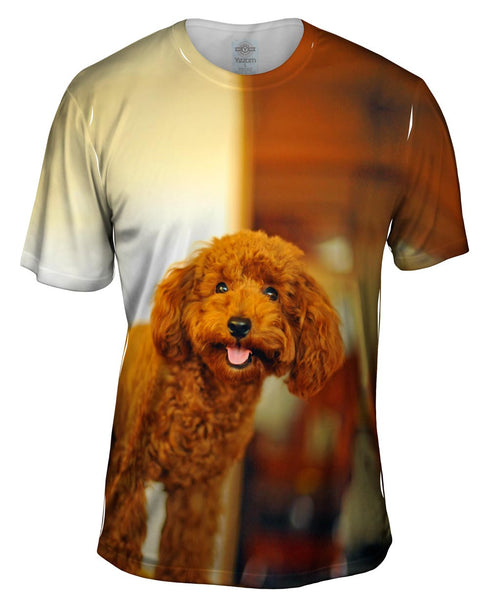 Brown Poodle Loves Life Mens T-Shirt
