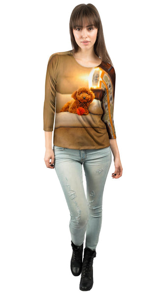 Chocolate Couch Poodle&nbsp;Womens 3/4 Sleeve