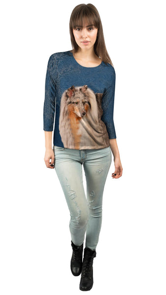 Blue Wallpaper Sheltie&nbsp;Womens 3/4 Sleeve